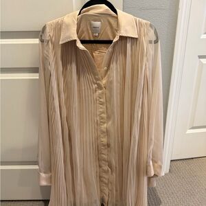 Maeve pleated mini shirt dress